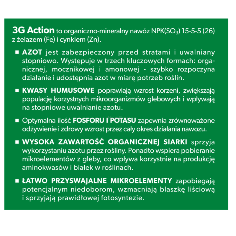 3G ACTION Nawóz wieloskładnikowy, organiczno- mineralny