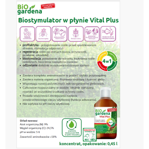 Nawóz BiOgardena Vital Plus 4w1: odżywianie, profilaktyka, biostymulacja, regeneracja - 450 ml